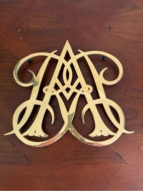 Vintage Brass Queen Anne Cypher Trivet - Williamsburg, Virginia Metalcrafters
